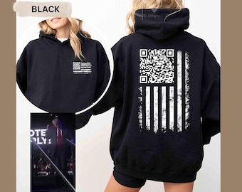 QR Code Flag Trump Dance – Minimalist American Flag Graphic, Scan Code Pullover, Unisex Streetwear Hoodie, Crewneck, T-shirt