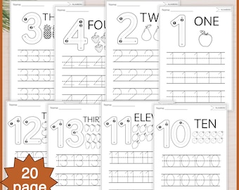 20-Page Number Tracing Pack – Printable Handwriting Worksheets
