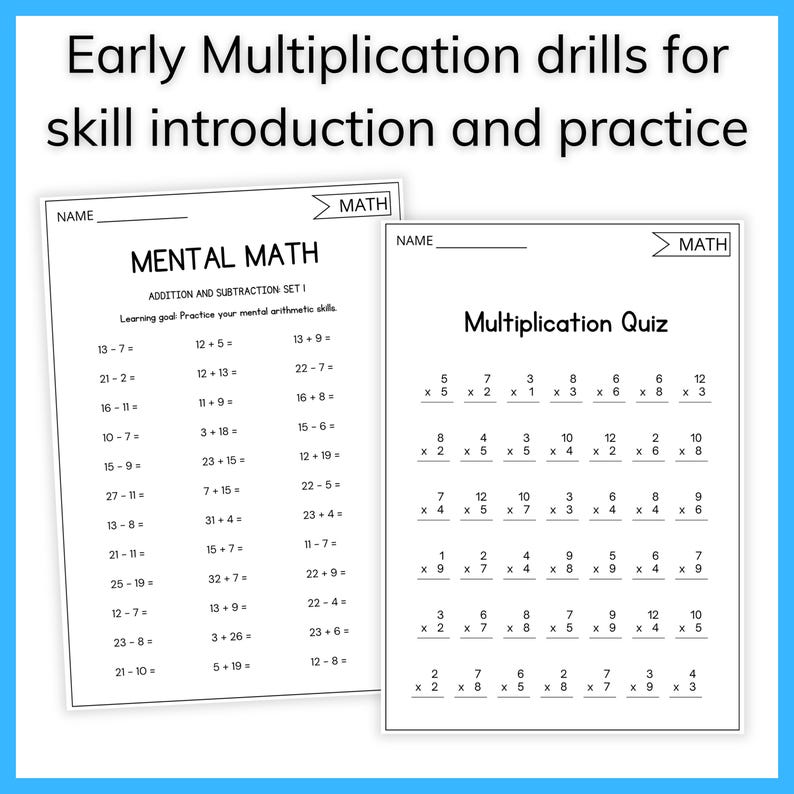 Math Worksheets Bundle, Addition, Subtraction, Multiplication ...