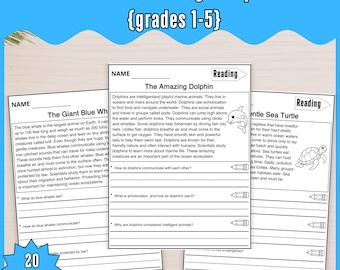 Marine Animals Reading Comprehension: ELA Practice Activities (PDF Download)