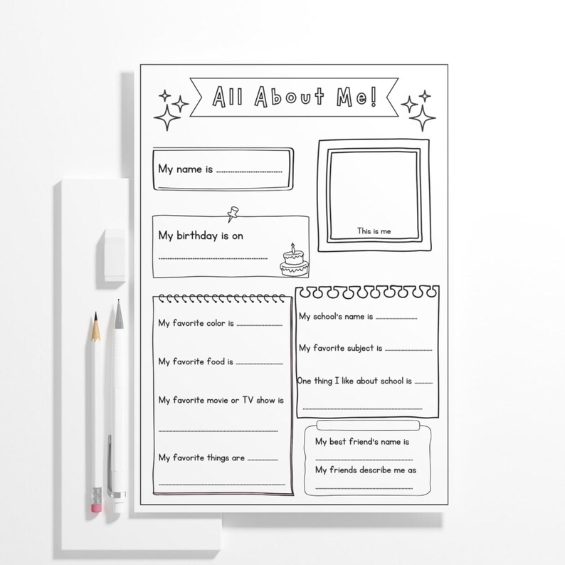 All About Me Back to School Worksheet: First Day Activity (PDF Download ...