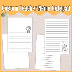 Aangepast notitieblok met naam leraar: gepersonaliseerd schoolcadeau (pdf-download)