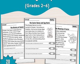 Easter Reading Comprehension Worksheets: Grades 2-6 (PDF)