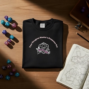 Dungeon Master She/Her/Daddy Pronouns T-shirt | D20 Floral Banner Roleplay Gift | Tabletop