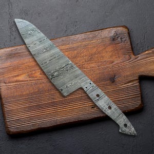 Handmade Damascus Steel Chef Knife Blade Blank - 12 Inch
