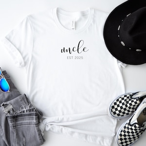 Custom Uncle Est Shirt, First Time Uncle T-Shirt, New Uncle Gift, Pregnancy Reveal Shirt, Baby Reveal Gift, Gift For Uncle, Matching Shirt