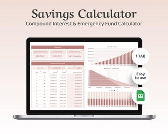Easy Compound Savings Template, Emergency Fund Builder, Budget Tracker – Excel/Google Sheets