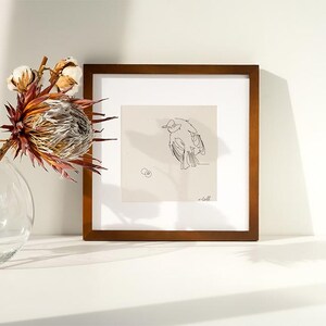 One line drawing Oiseau sur PAPIER FAIT MAIN