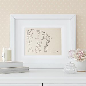 One line drawing Cheval sur PAPIER FAIT MAIN