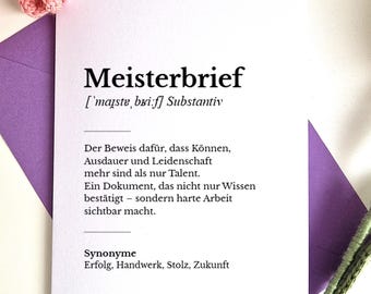 Meisterbrief Definition Card – Grattis Master Craftsman – Modernt gratulationskort