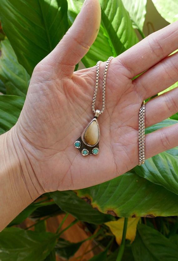 Jasper, Turquoise, Gemstone, 925 Sterling silver pendant, Handmade, Crystals, Gifts for her, Unique