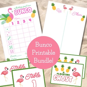 Flamingo Bunco Printable Bundle: Scoresheets & Table Cards (PDF)