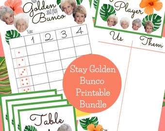 Stay Golden Bunco Printable Bundle: Score Cards | Funny Bunco | Golden Girls | Bunco Night | Bunco PDF | Summer Bunco | Ladies Night |