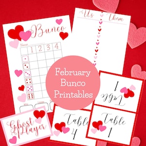Valentines Bunco Printable Bundle | February Bunco PDF | Bunco Scorecards | Bunco Bundle | Printable Score Sheets | Bunco Night | Bunco Card
