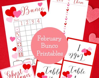 Valentines Bunco Printable Bundle | February Bunco PDF | Bunco Scorecards | Bunco Bundle | Printable Score Sheets | Bunco Night | Bunco Card