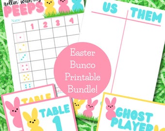 Rollin With My Peeps Bunco Printable Bundle | Easter Bunco Scoresheets | Bunco PDF | April Bunco | Bunco Printables | Spring Bunco |