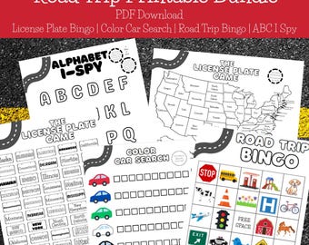 Road Trip Games Printable Bundle: Bingo, License Plate, I Spy (PDF)