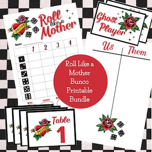 Bunco para rodar como una madre / Bunco para el Día de la Madre / Bunco de mayo / Hojas de puntuación de Bunco / Imprimibles de Bunco / Hojas divertidas de Bunco / Noche de Bunco / Bunco