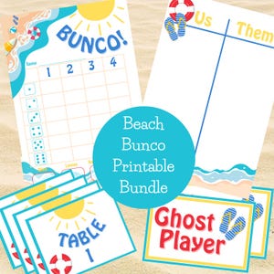 Bunco de Playa / Hojas de Bunco de Verano / Bunco de Junio / Hojas de Puntuación de Bunco / Imprimibles de Bunco / Hojas de Bunco de Playa / Noche de Bunco / Tema de Bunco