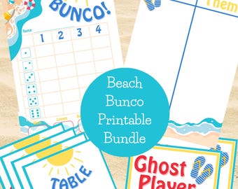 Beach Bunco druckbare Bündel | Sommer Bunco PDF | Beach Bunco Scorekarten | Bunco Ergebnislisten | Juni Bunco | Juli Bunco | Bunco Nacht