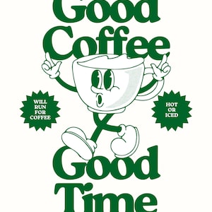 Kitchen Art, Cute  Coffee Decor, Coffee Inspired Digital Art, Funny Vintage Coffee Art Print