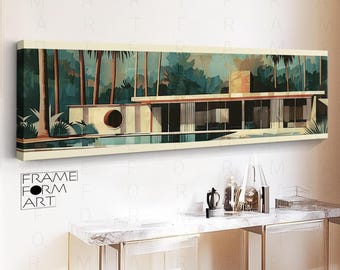 Arte de pared enmarcado moderno de mediados de siglo: Reflexión retro