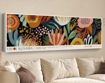 Yayoi Kusama Style Floral Print: Modern Japanese Botanical Canvas