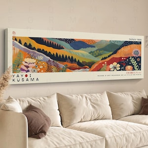 Panoramic Yayoi Kusama Style Framed Poster: Japanese Gallery Wall Art