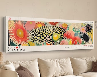 Yayoi Kusama Style Floral Framed Poster: Japanese Gallery Wall Art