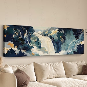 Hokusai Ukiyoe Waterfall Canvas Print: Japanese Landscape Wall Art