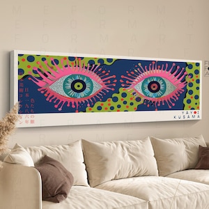 Yayoi Kusama Style Framed Poster: Abstract Japanese Mad Eyes Wall Art