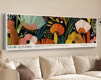 Yayoi Kusama Style Floral Print: Modern Japanese Botanical Canvas