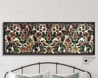 Minimalistische Blumen gerahmte Leinwand Wandkunst: Panorama-Tapisserie im Vintage-Stil