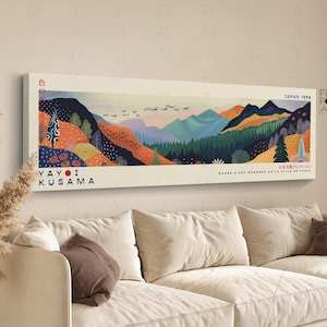 Panoramic Yayoi Kusama Style Framed Poster: Japanese Gallery Wall Art