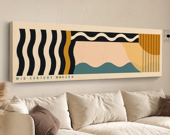 Mid-Century Modern Abstract Wall Art: Retro Geometric Canvas Print