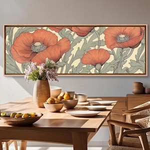 William Morris Pimpernel Flowers Framed Canvas Print: Vintage Style Tapestry Wall Art