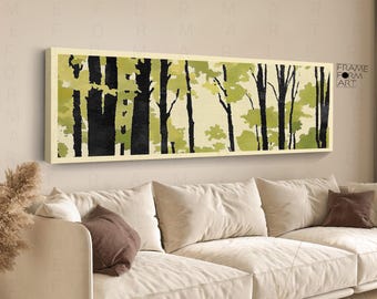 Panoramic Forest Canvas Art: Minimalist Watercolor Landscape