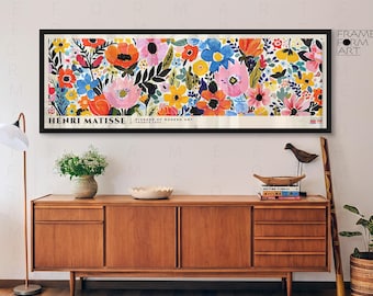Matisse Style Colorful Floral Art Print, Modern Abstract Flower Wall Decor