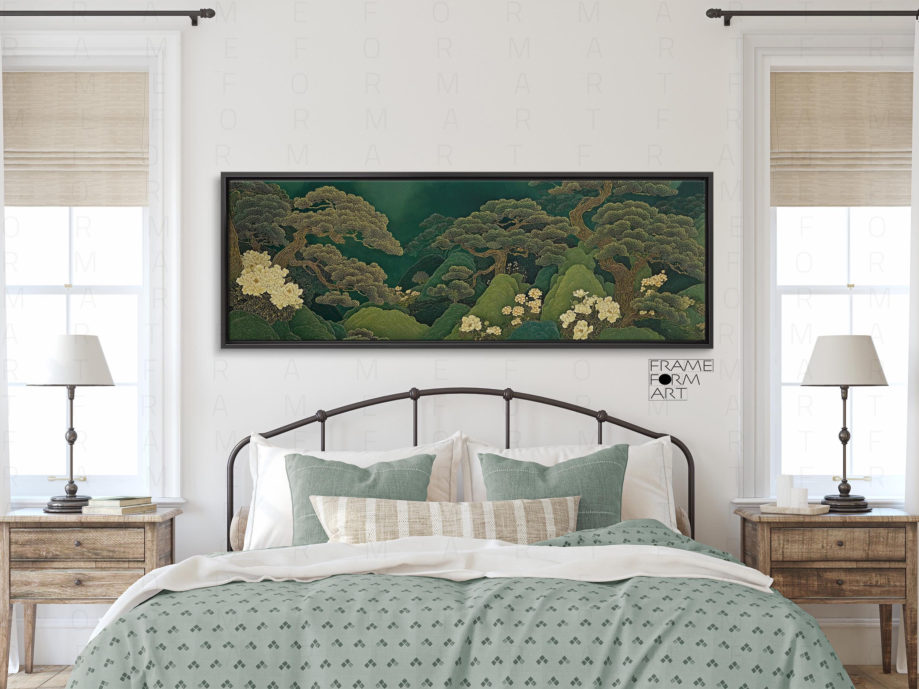 Japanese Forest Landscape Canvas Print, Green Botanical Wall Art ...