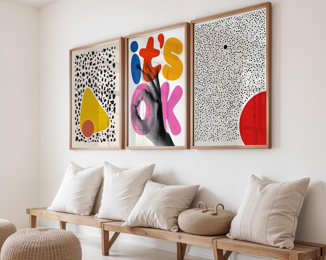 Modern Abstract Pop Art Wall Art Set of 3 With Graphic Shapes - Etsy