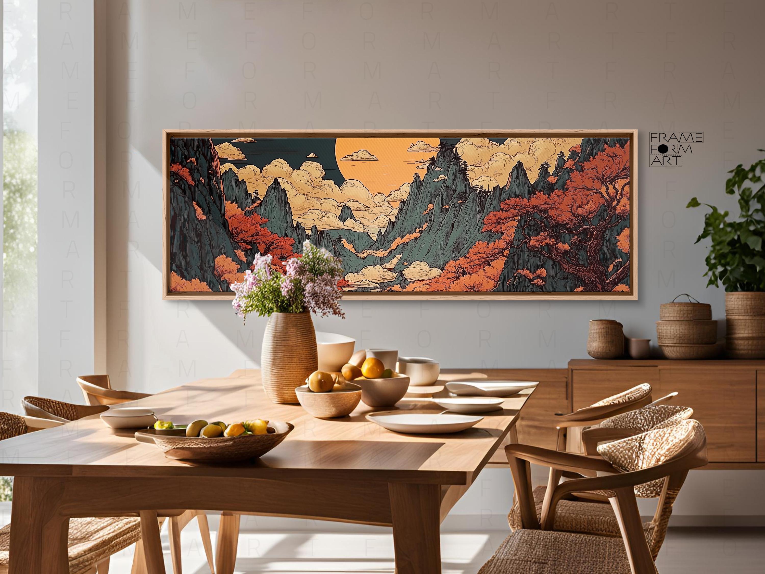 Japanese Sunset Canvas Print: Panoramic Abstract Wall Art