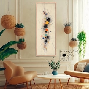 Long Narrow Colorful Abstract Wall Art, Abstract Oil Paint Brush Strokes Art, Long Vertical Wall Art, Large Vertical Wall Art, Framed Canvas