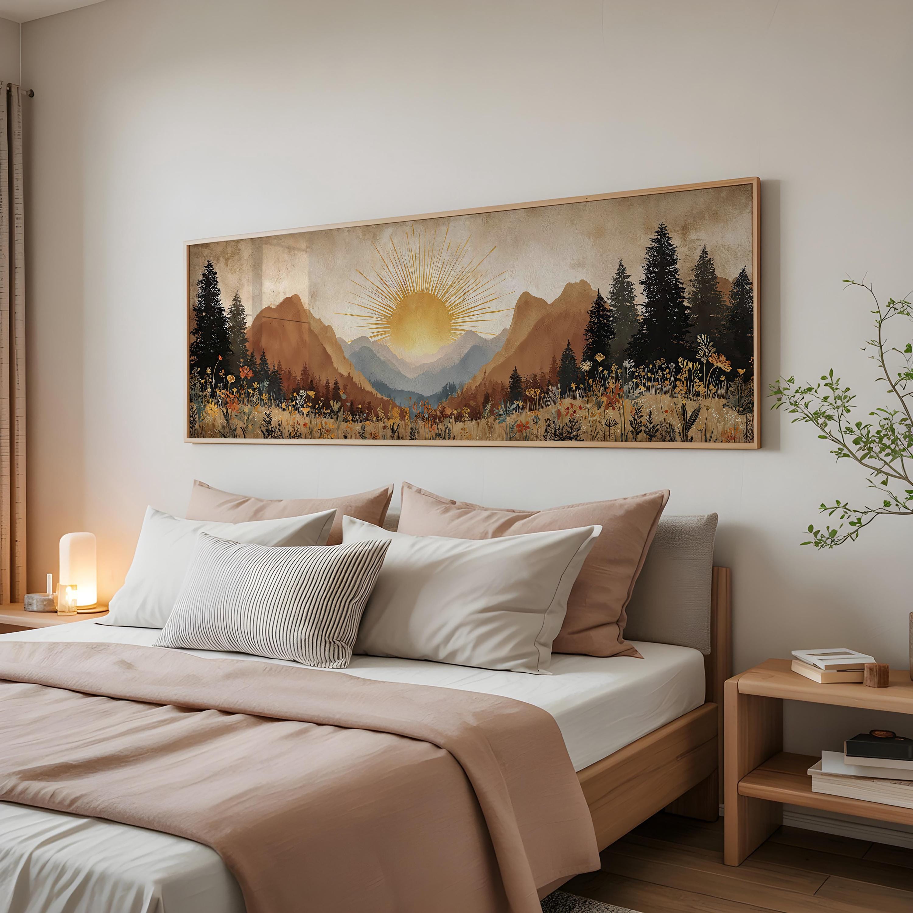 Mountain Sunrise Canvas Print: Warm Neutral Boho Landscape Wall Art - Etsy