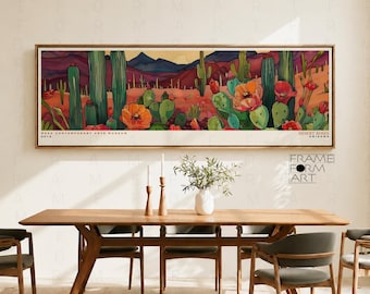 Arizona Desert Rose Landscape Art Print: Panoramiczna wystawa Golden Hour