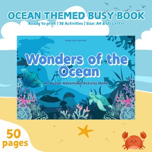Ocean themed busy book for kids, Marine themed Activity Book, Printable Quiet Book pages, quiet book patterns, toddler busy binder