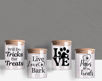 Glass Dog Treat Jar | Airtight Bamboo Lid Pet Storage Container (20 oz)