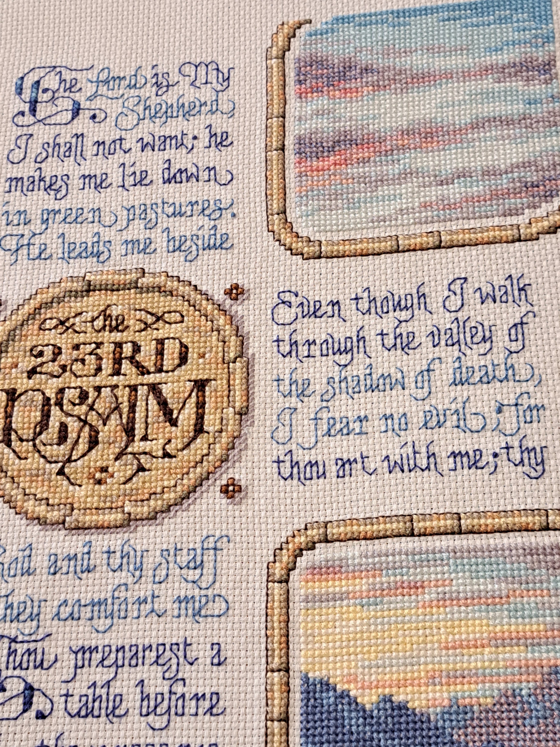 PSALM 23 Finished Completed Ready to Frame Cross Stitch Jesus ...