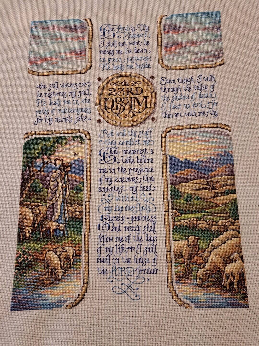 PSALM 23 Finished Completed Ready to Frame Cross Stitch Jesus ...