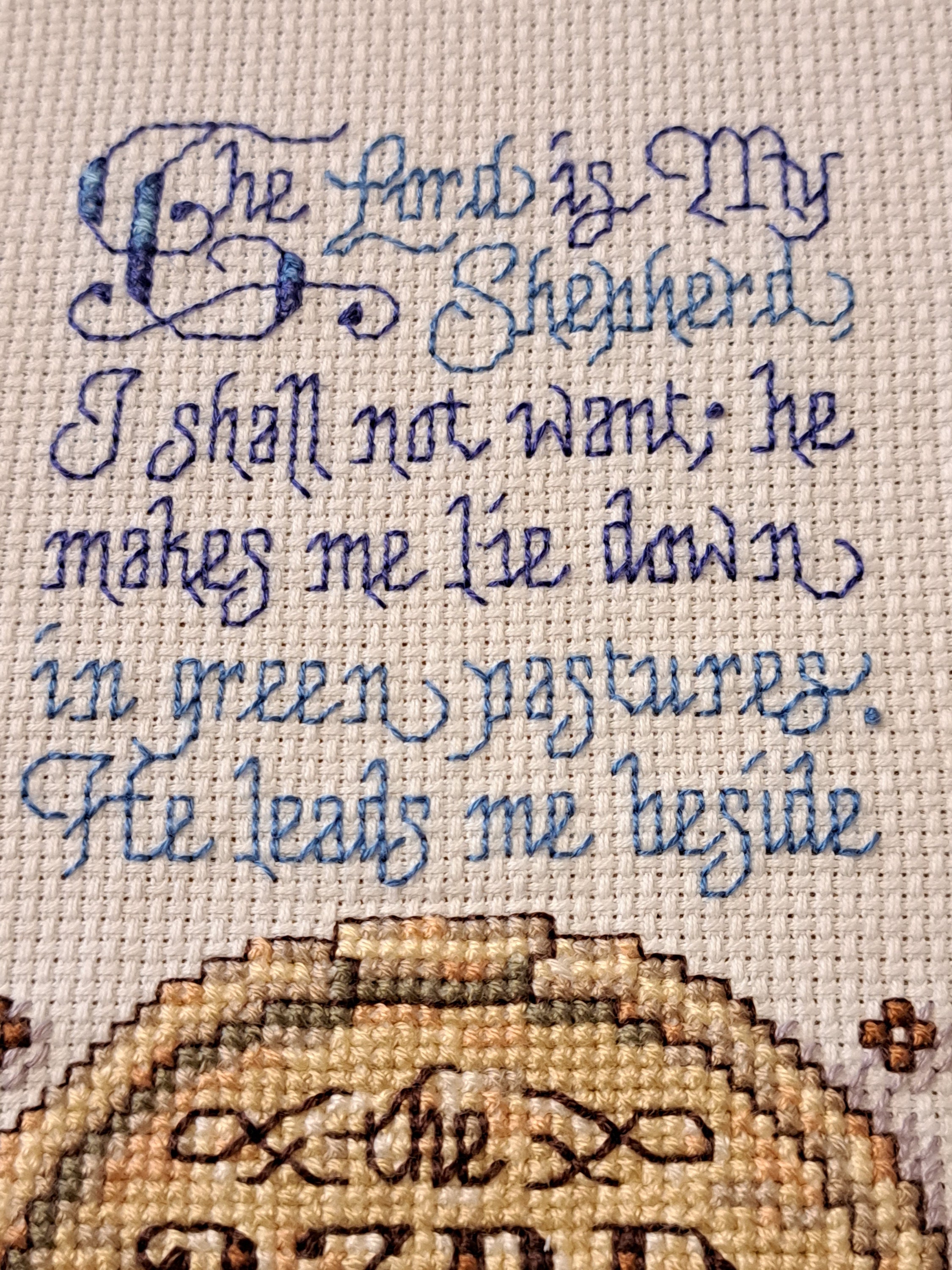 PSALM 23 Finished Completed Ready to Frame Cross Stitch Jesus ...