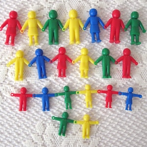 21 Mini Hard Plastic Stand Up People with Interlocking Hands, Miniature Stand Up Plastic People for Dollhouses and Crafts, Free Shipping image 1